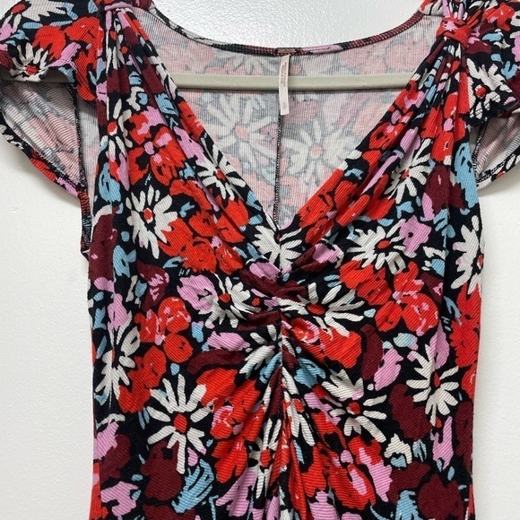 Free People Key To Your Heart mini dress in Black Red Floral size small - Picture 7 of 12